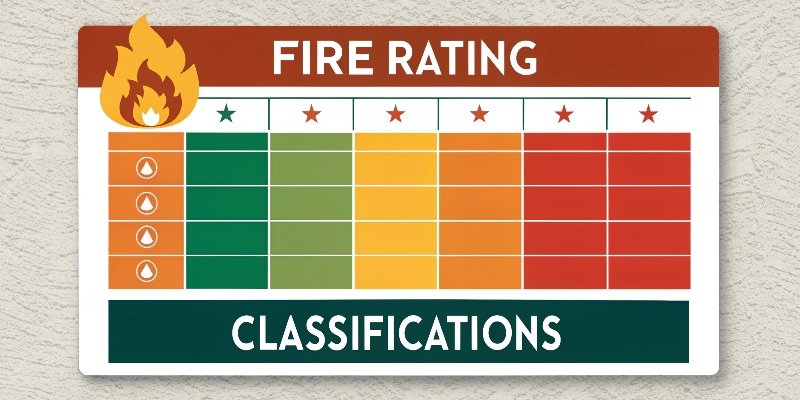 A chart showing different fire rating classifications