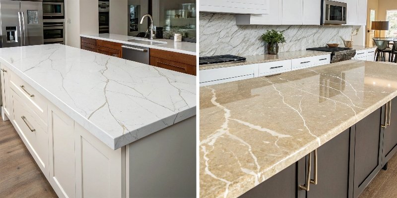 alt text="A price tag comparing the cost of quartz and natural stone"