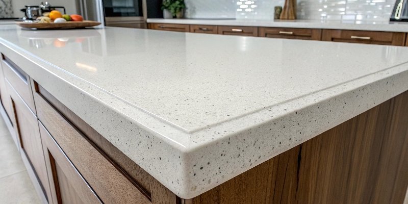 A perfectly clean and almost invisible seam in a quartz countertop