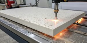 a quartz slab being tested for fire resistance