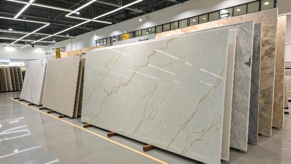 A laboratory image showing the composition of a quartz slab