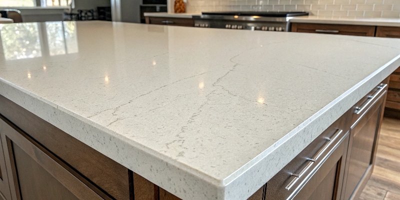 Close-up of a high-quality quartz countertop surface