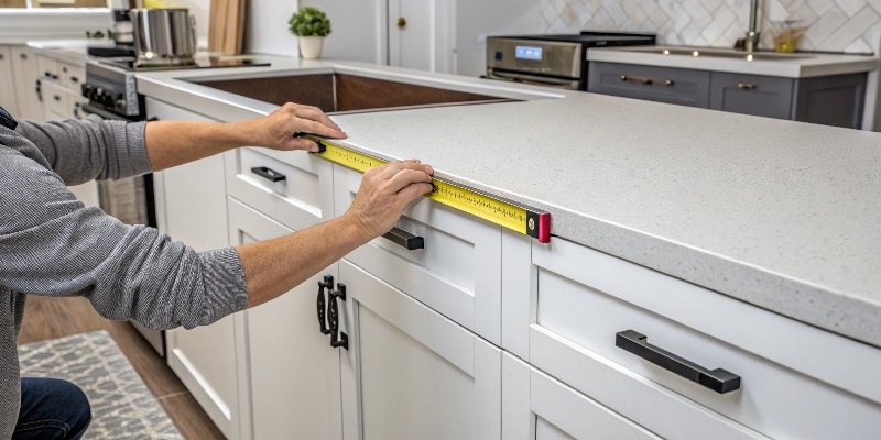 using shims to level kitchen cabinets for quartz