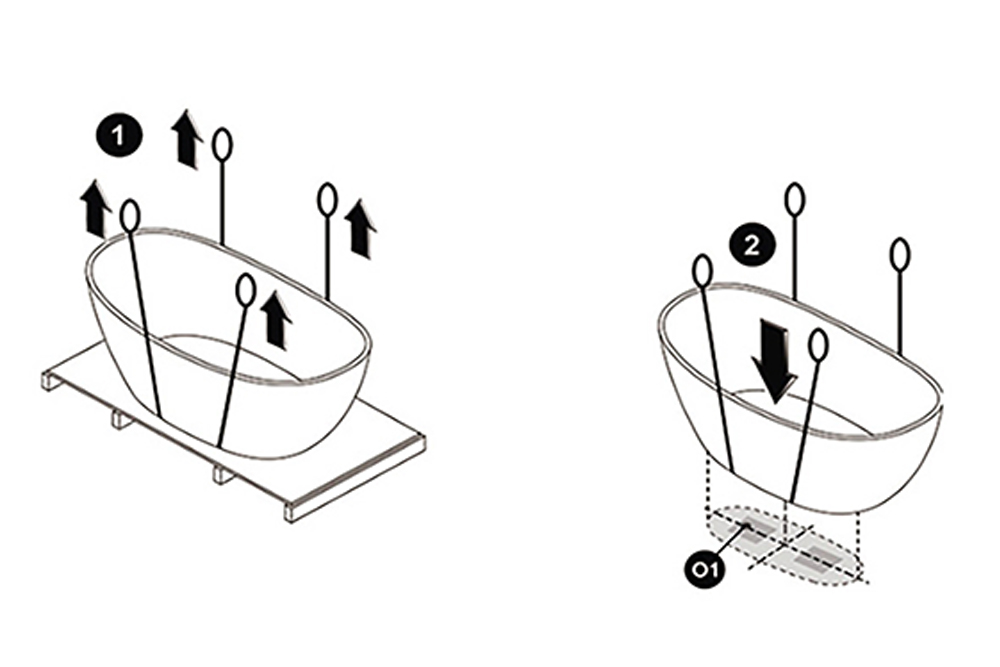 freestanding solid surface bathtub installation step one