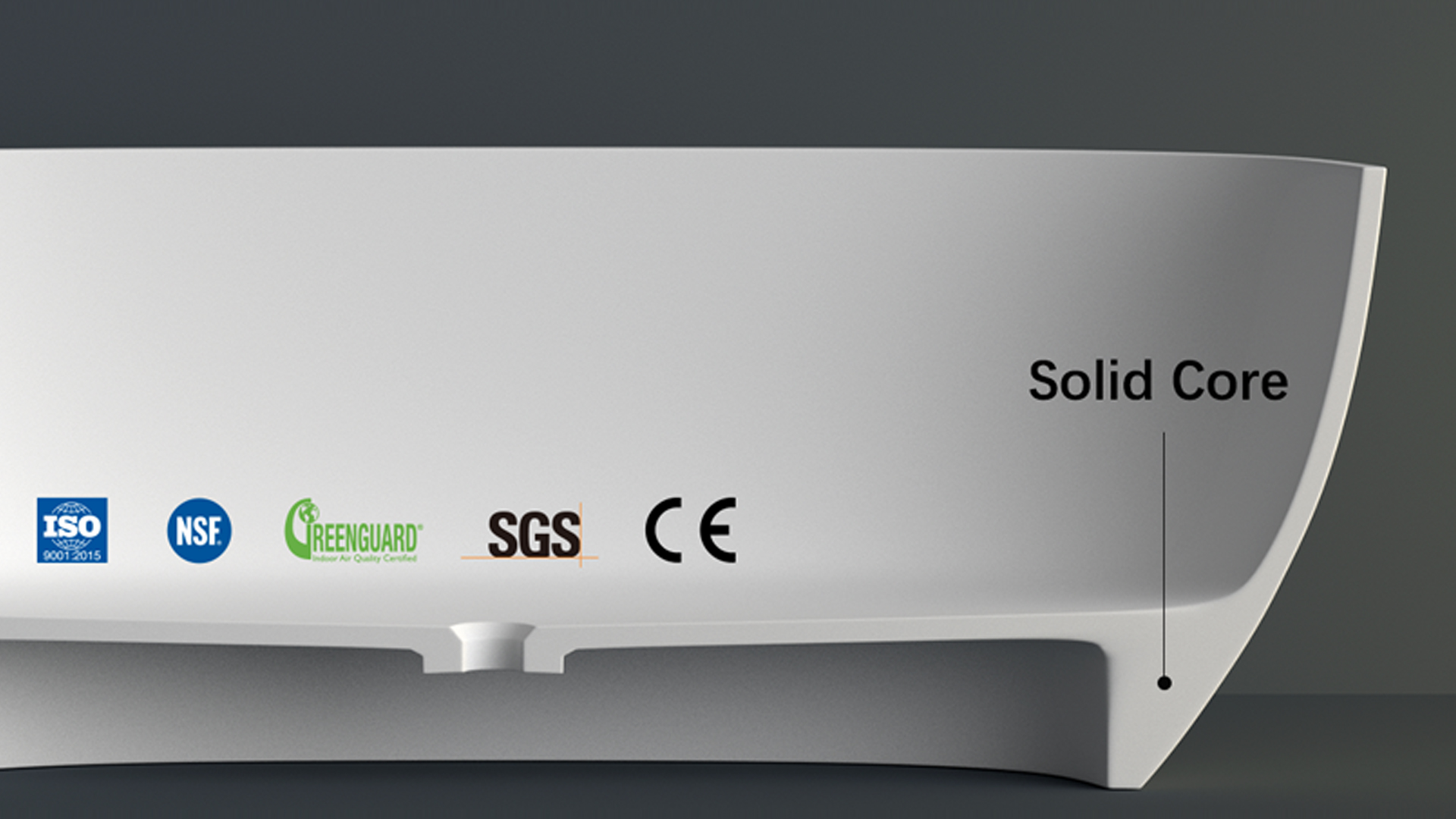 freestanding solid surface bathtub cross section view